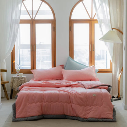 2025 New Japanese Polyester Cotton Quilted Summer Quilt Skin-Friendly Washable Light Luxury Style Solid Color Lightweight